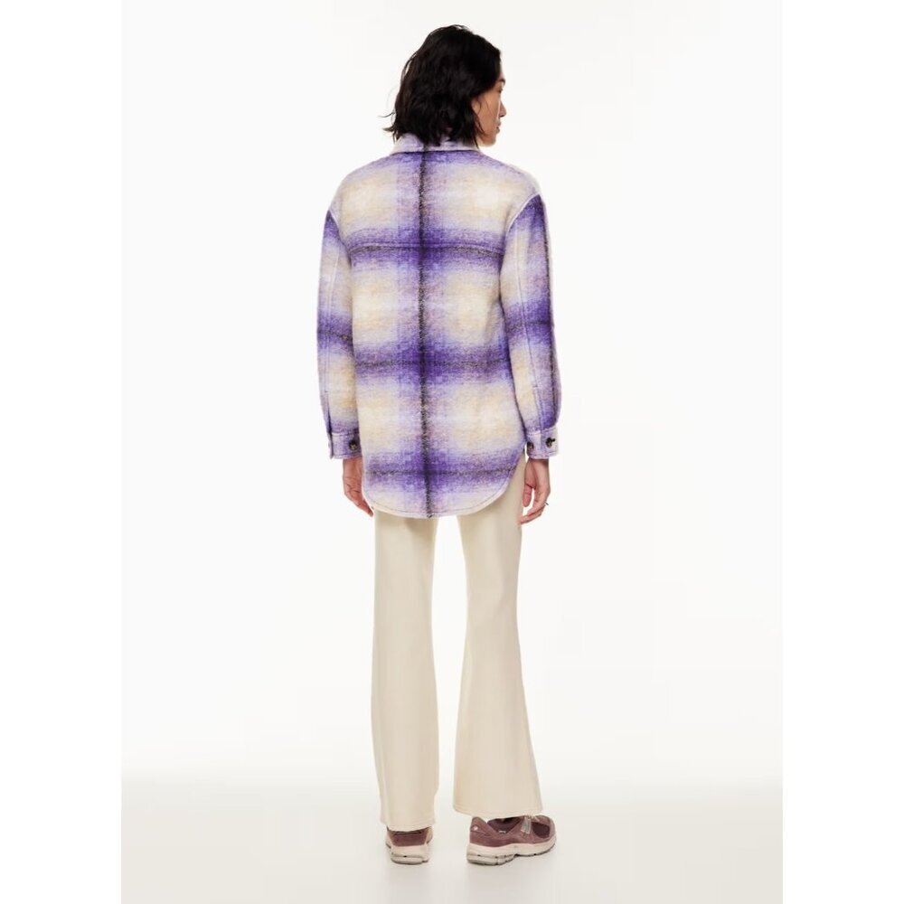 Wilfred Free The Ganna Aritzia Wool Plaid Elaine Violet Purple Shirt Jacket XL - Picture 7 of 13